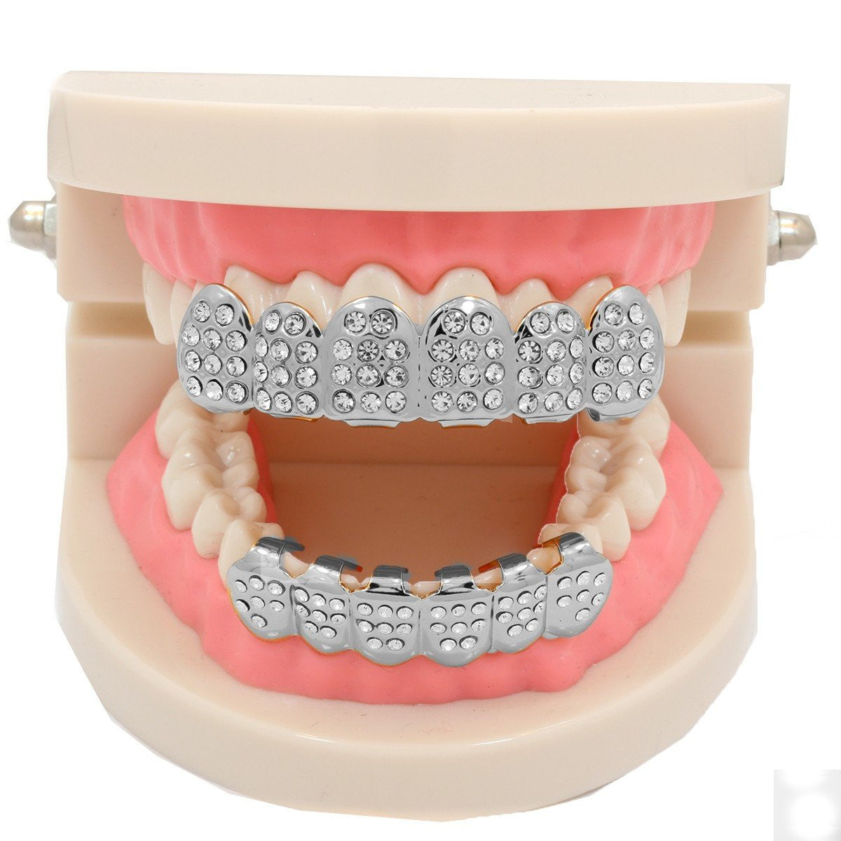 GRILLZ SET SILVER FULLY ICED KINGSTAR