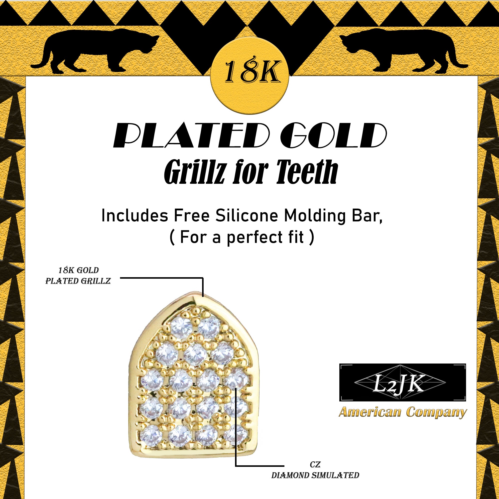 Single Tooth Fully Cz 18k Gold Plated