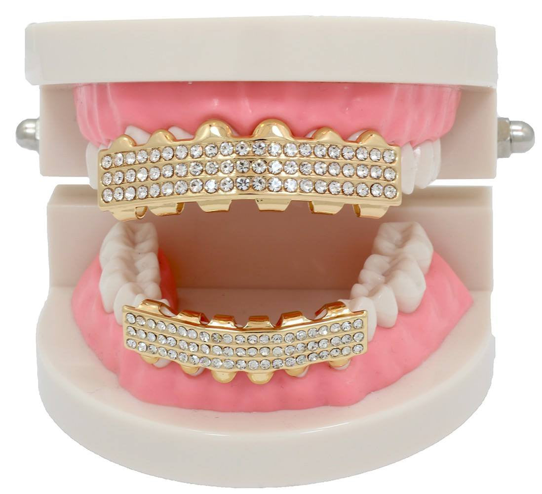 GRILLZ SET 3 ROW GOLD BLINGKING