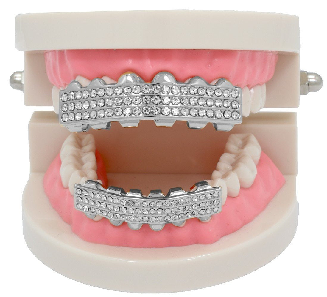 GRILLZ SET 3ROW SILVER BLINGKINGSTAR