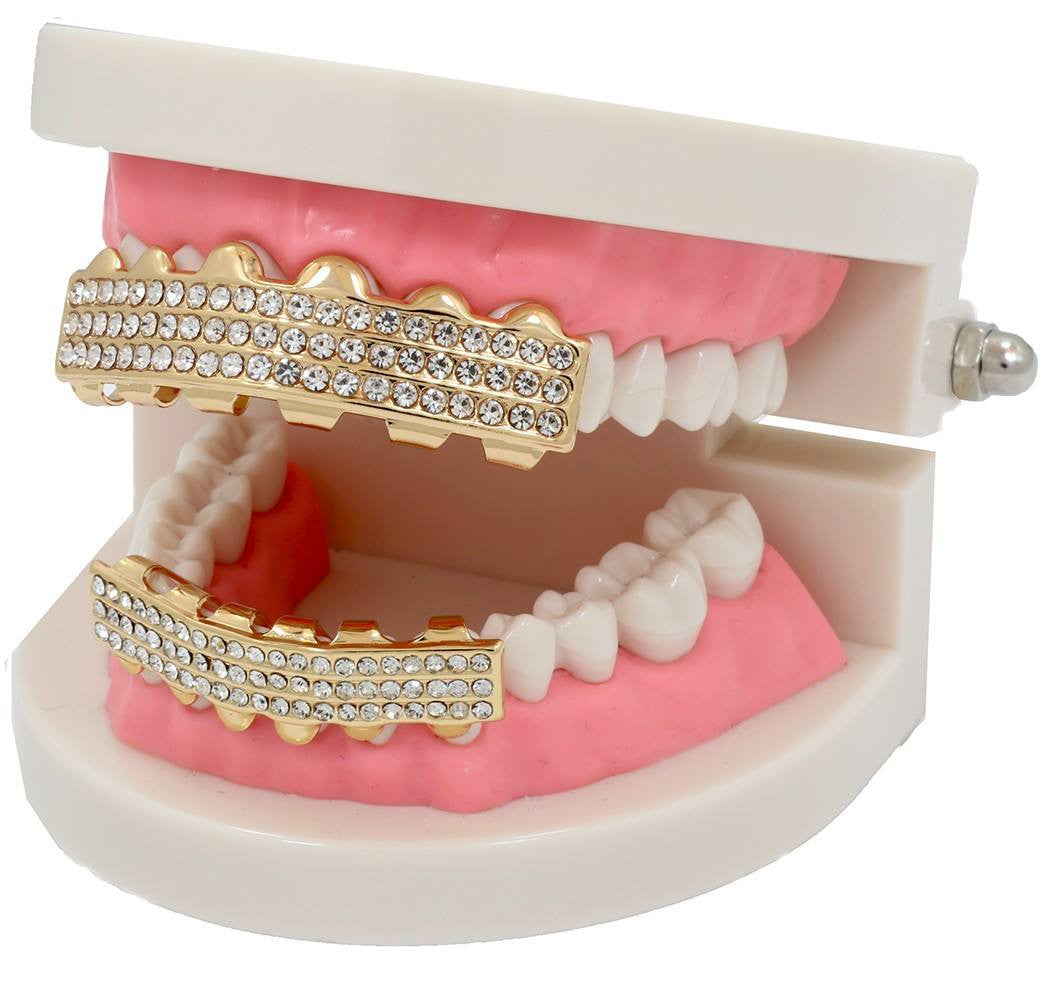GRILLZ SET 3 ROW GOLD BLINGKING