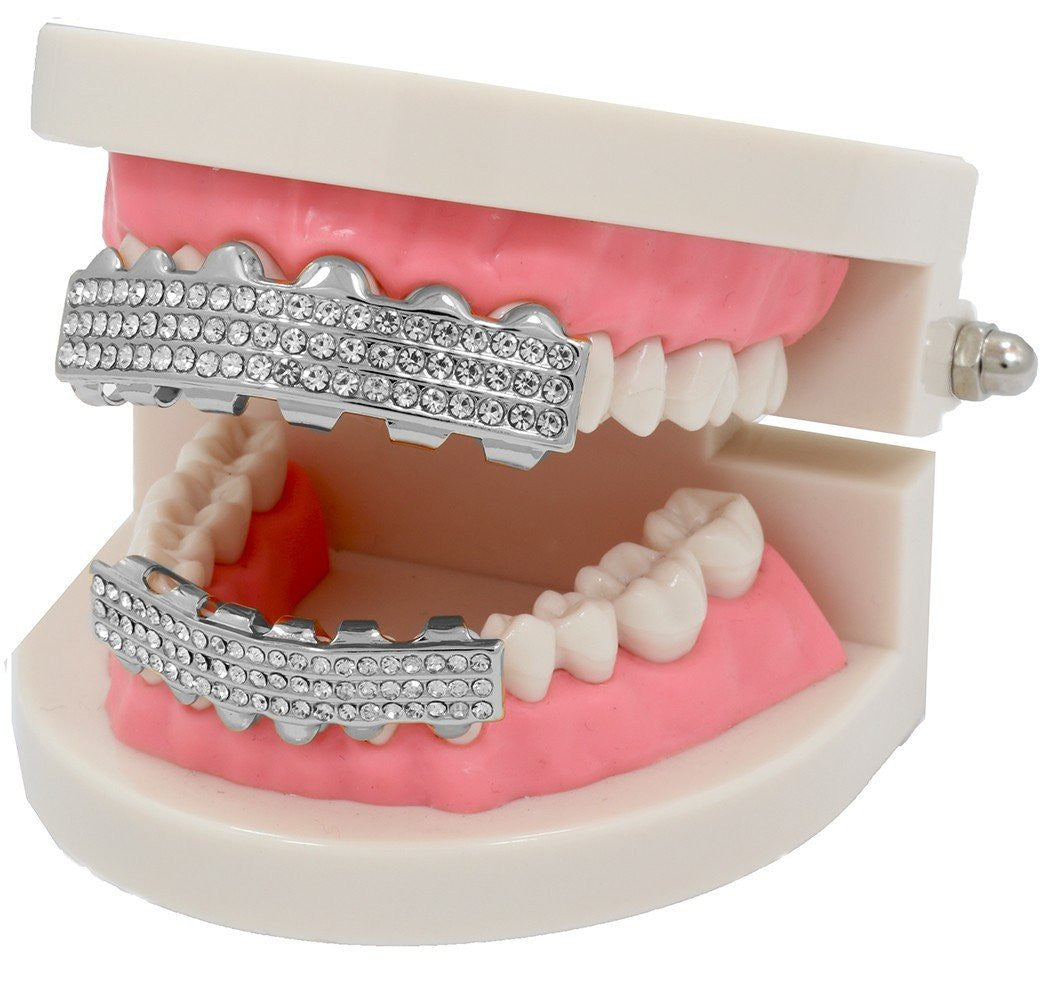 GRILLZ SET 3ROW SILVER BLINGKINGSTAR