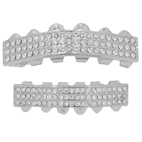 GRILLZ SET 3ROW SILVER BLINGKINGSTAR
