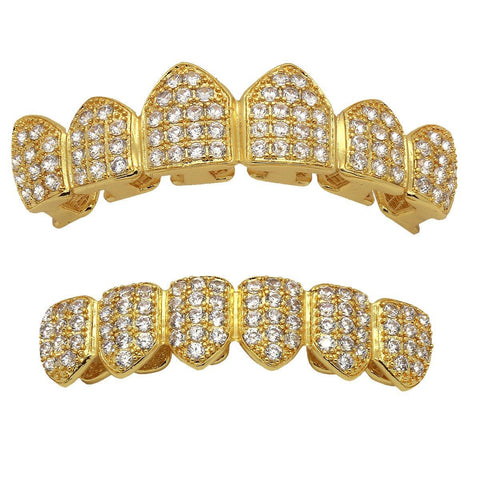 GRILLZ SET GOLD CZ FULLY ICED OUT