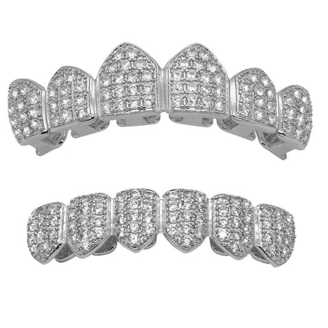 GRILLZ SET WHITE GOLD FULLY ICED OUT
