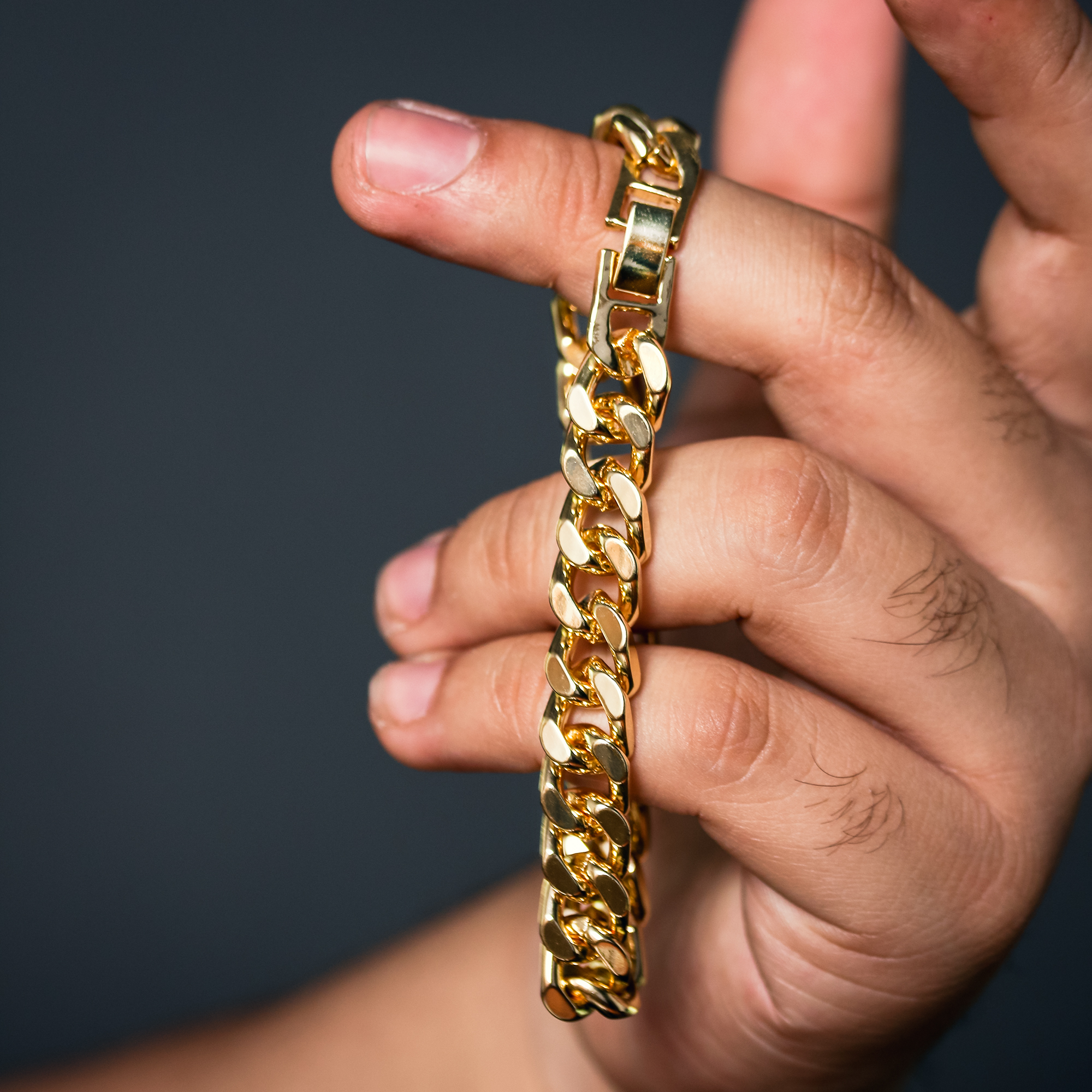 Men's Gold Plated Hip-Hop XL Fully Cz Thick Cross Cuban 10mm 30 & Bracelet 3pc Set