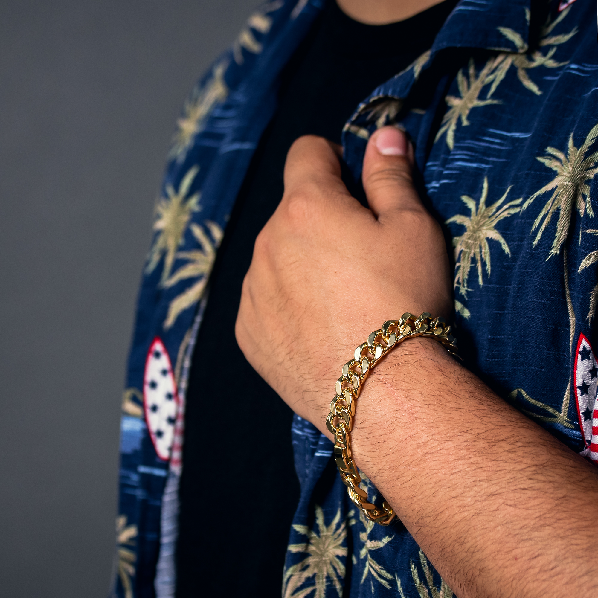 Men's Gold Plated Hip-Hop XL Fully Cz Microphone Cuban 10mm 30 & Bracelet 3pc Set