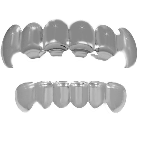 GRILLZ SET SILVER FANG PLAIN KINGSTAR