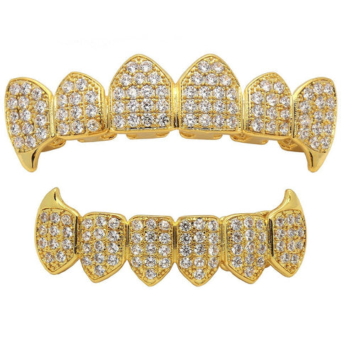 GRILLZ SET GOLD FANG FULLY CZ