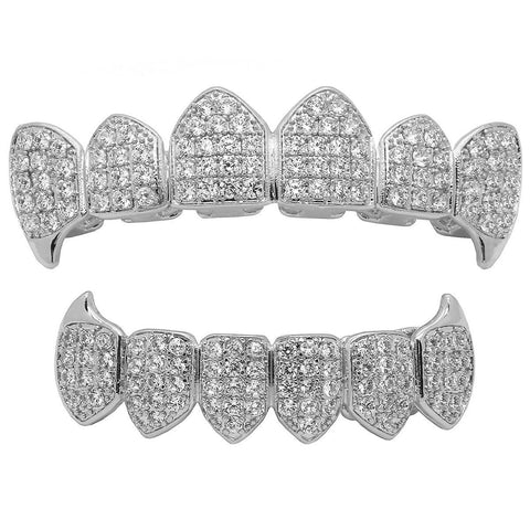 GRILLZ SET SILVER CZ FANG
