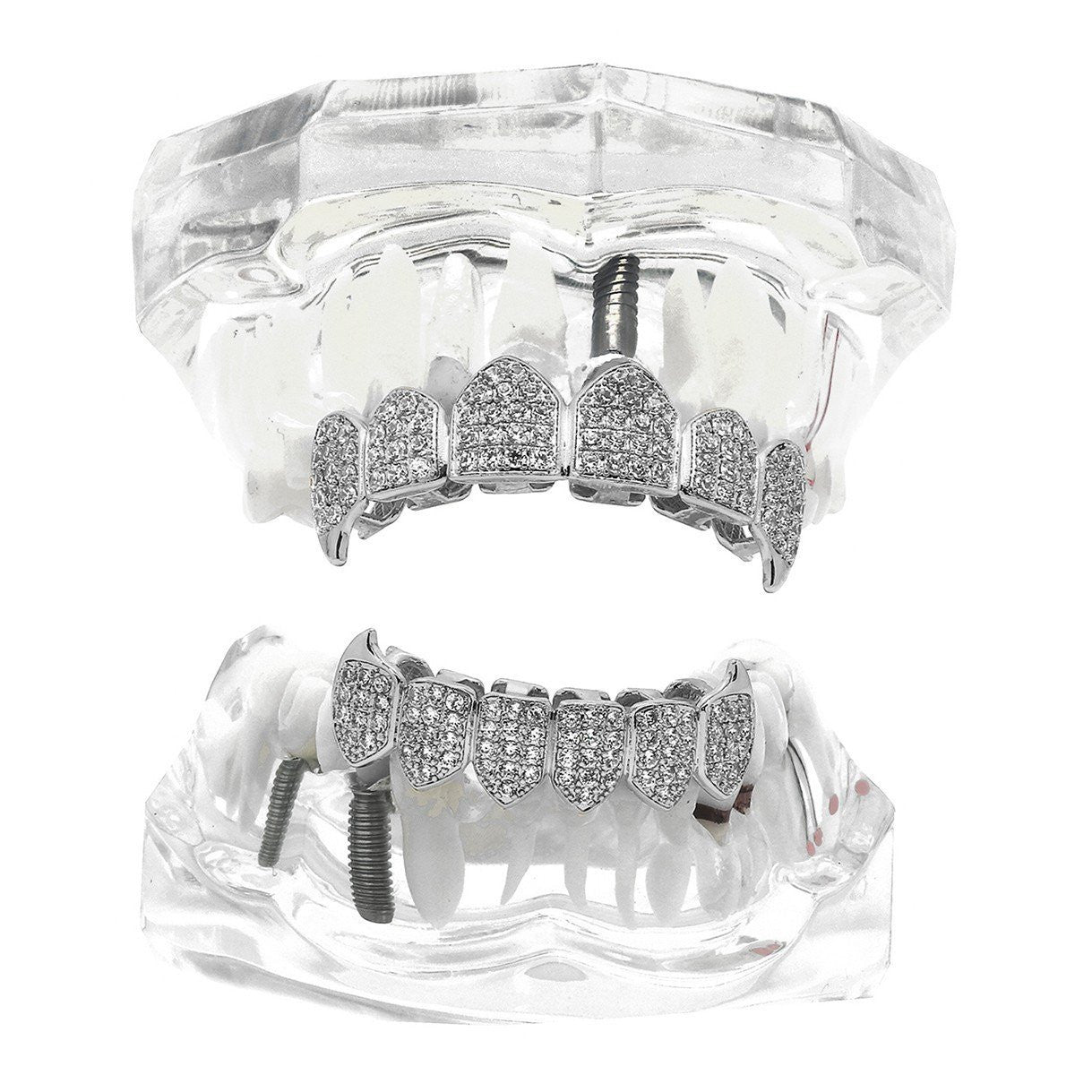 GRILLZ SET SILVER CZ FANG