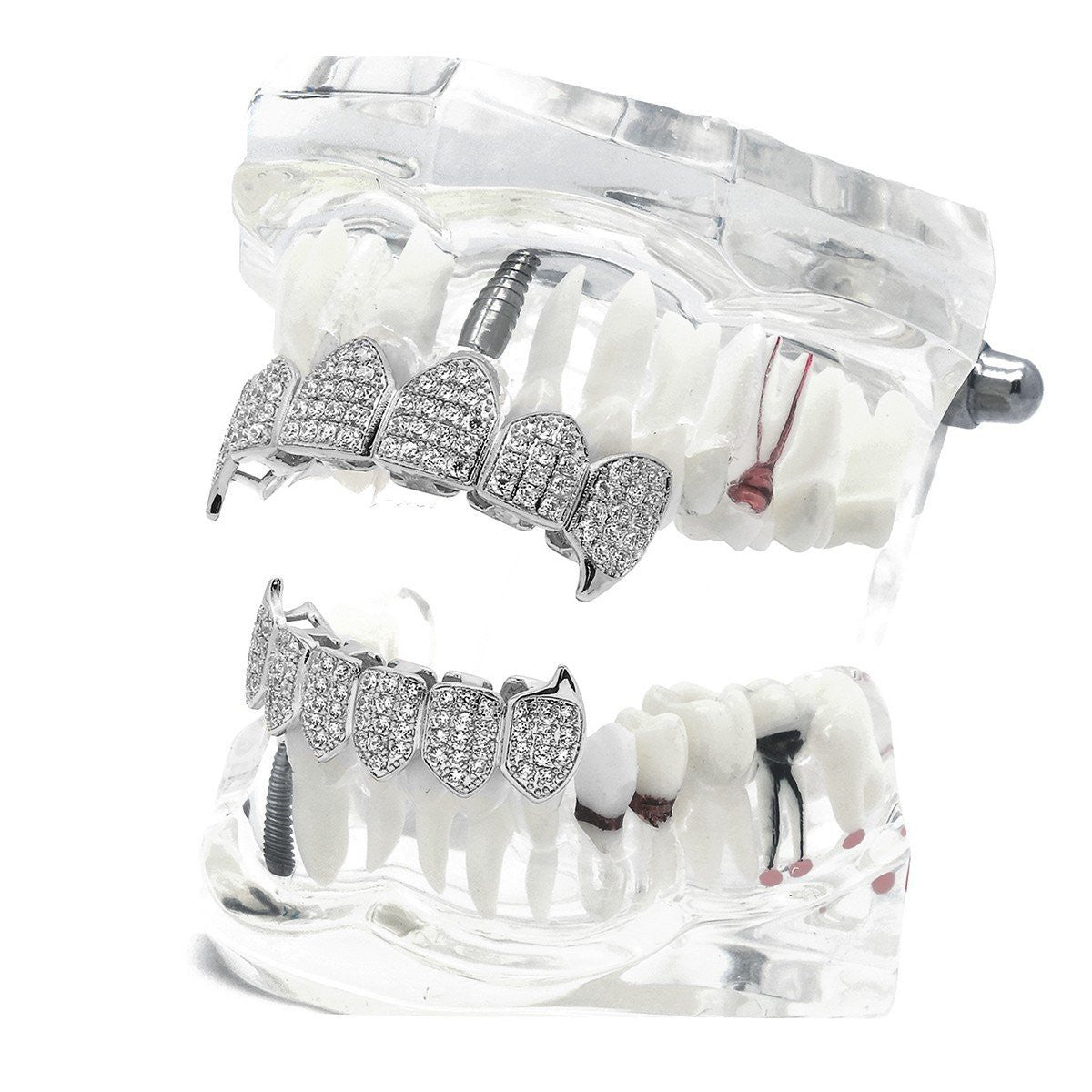 GRILLZ SET SILVER CZ FANG