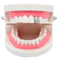 SILVER GRILLZ SINGLE HALF STONE