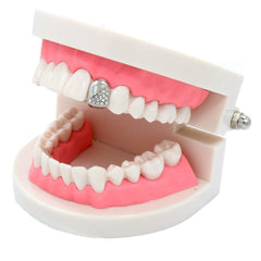 SILVER GRILLZ SINGLE HALF STONE
