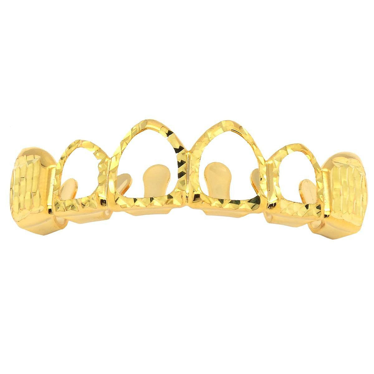 GOLD TOP GRILLZ 4 OPEN DIAMOND CUT