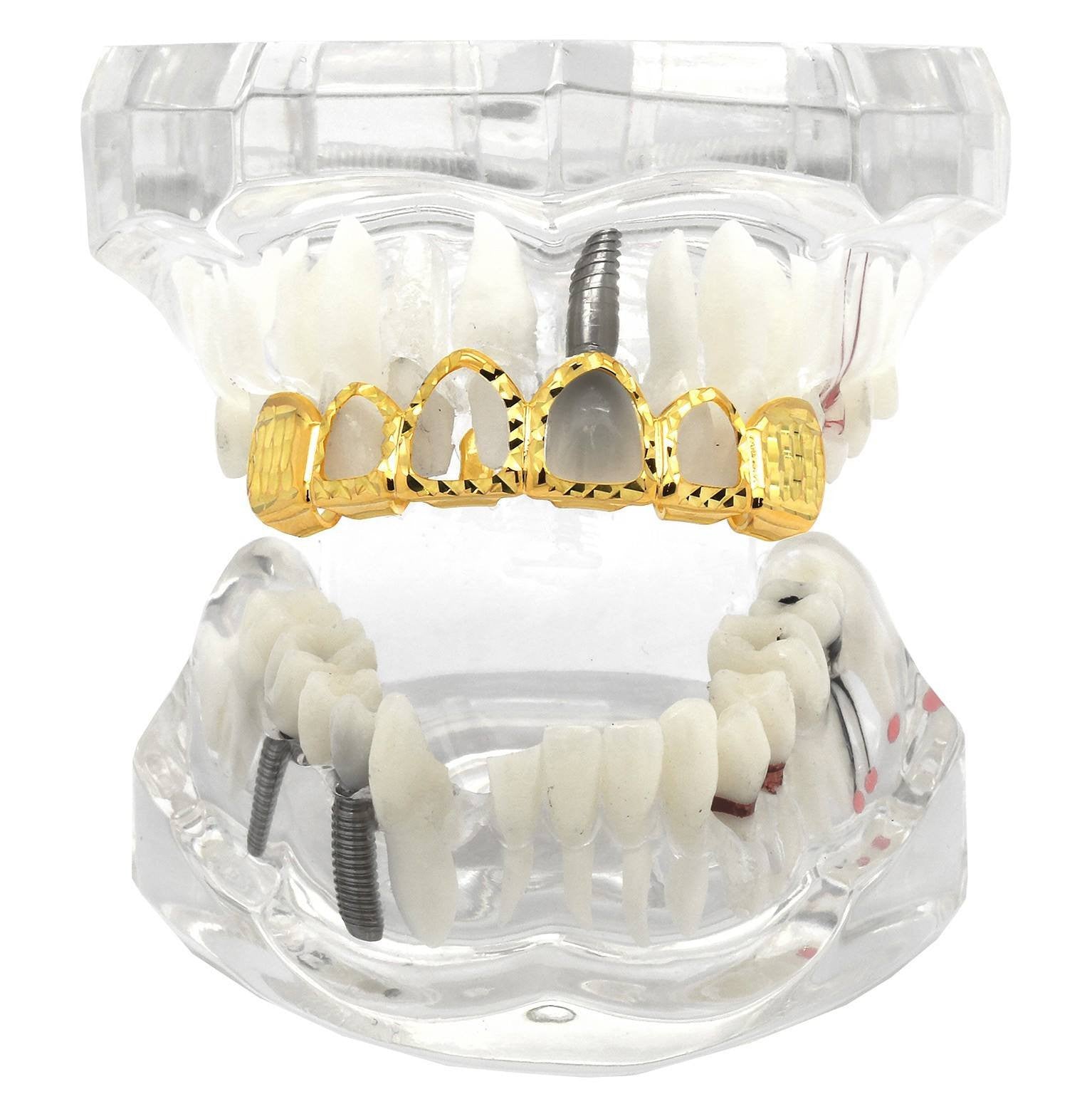 GOLD TOP GRILLZ 4 OPEN DIAMOND CUT