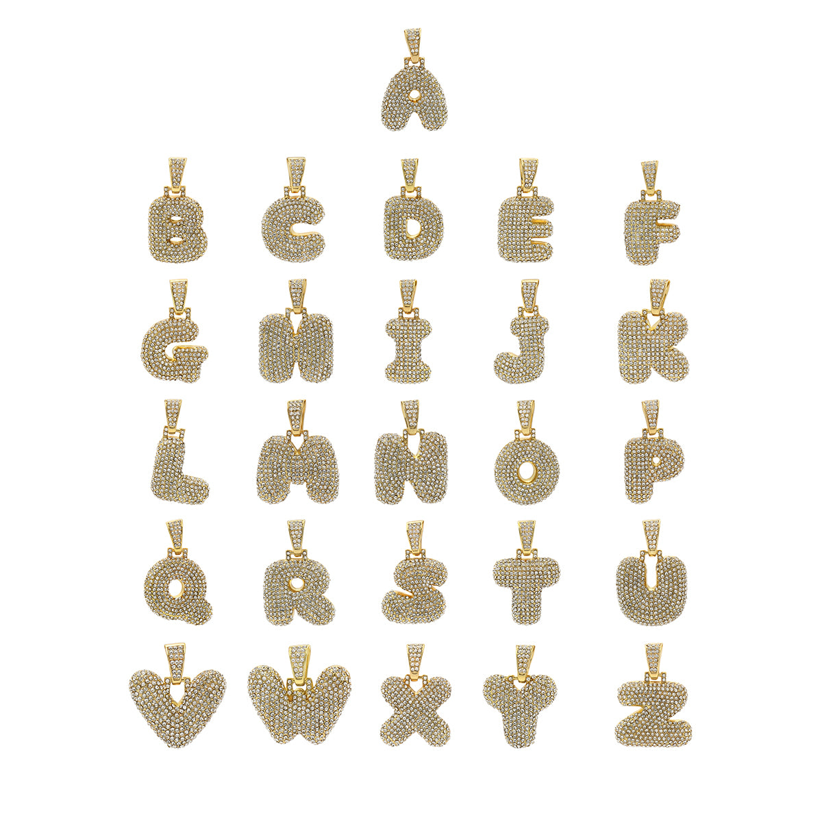ROPE CHAIN ALPHABET PENDANT BUBBLE A-Z