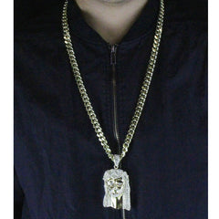 Gold Jesus 1 NECKLACE 10mm Miami Cuban Link Chain – Iced Gold Pendant | Luxury Hip Hop Jewelry