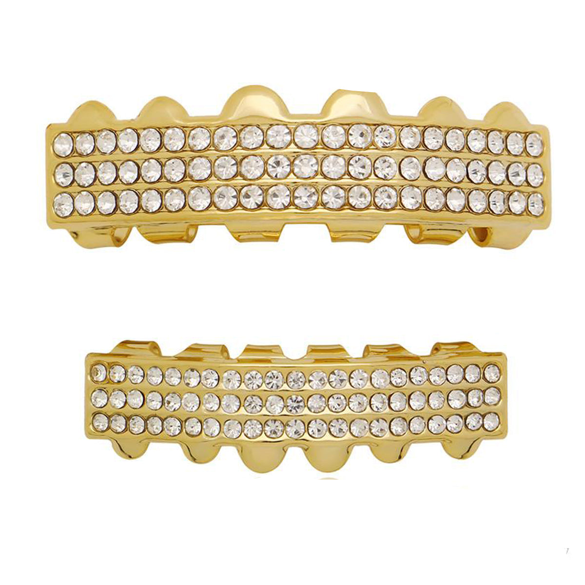 GRILLZ SET GOLD 3 ROW CLEAR