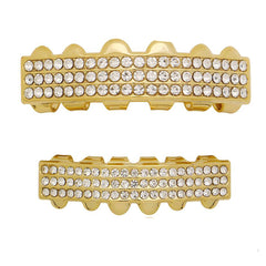 GRILLZ SET GOLD 3 ROW CLEAR