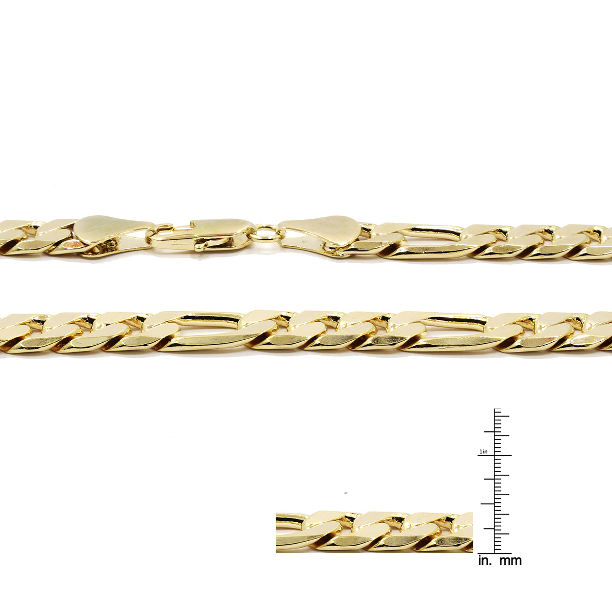 10MM/9" 14K GOLD FINISH WIDE FIGARO LINK BRACELET