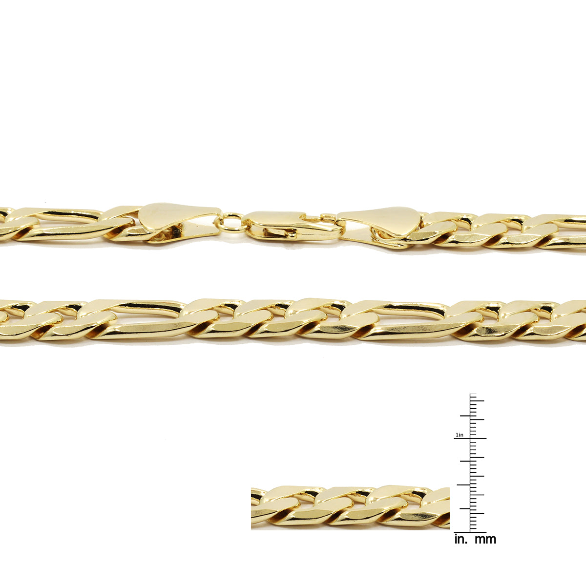 11MM/9"INCHES 14K GOLD FINISH WIDE FIGARO LINK BRACELET