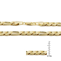 11MM/9"INCHES 14K GOLD FINISH  WIDE FIGARO LINK BRACELET