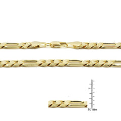 14K GOLD FINISH 8MM/8."INCHES WIDE FIGARO LINK BRACELET