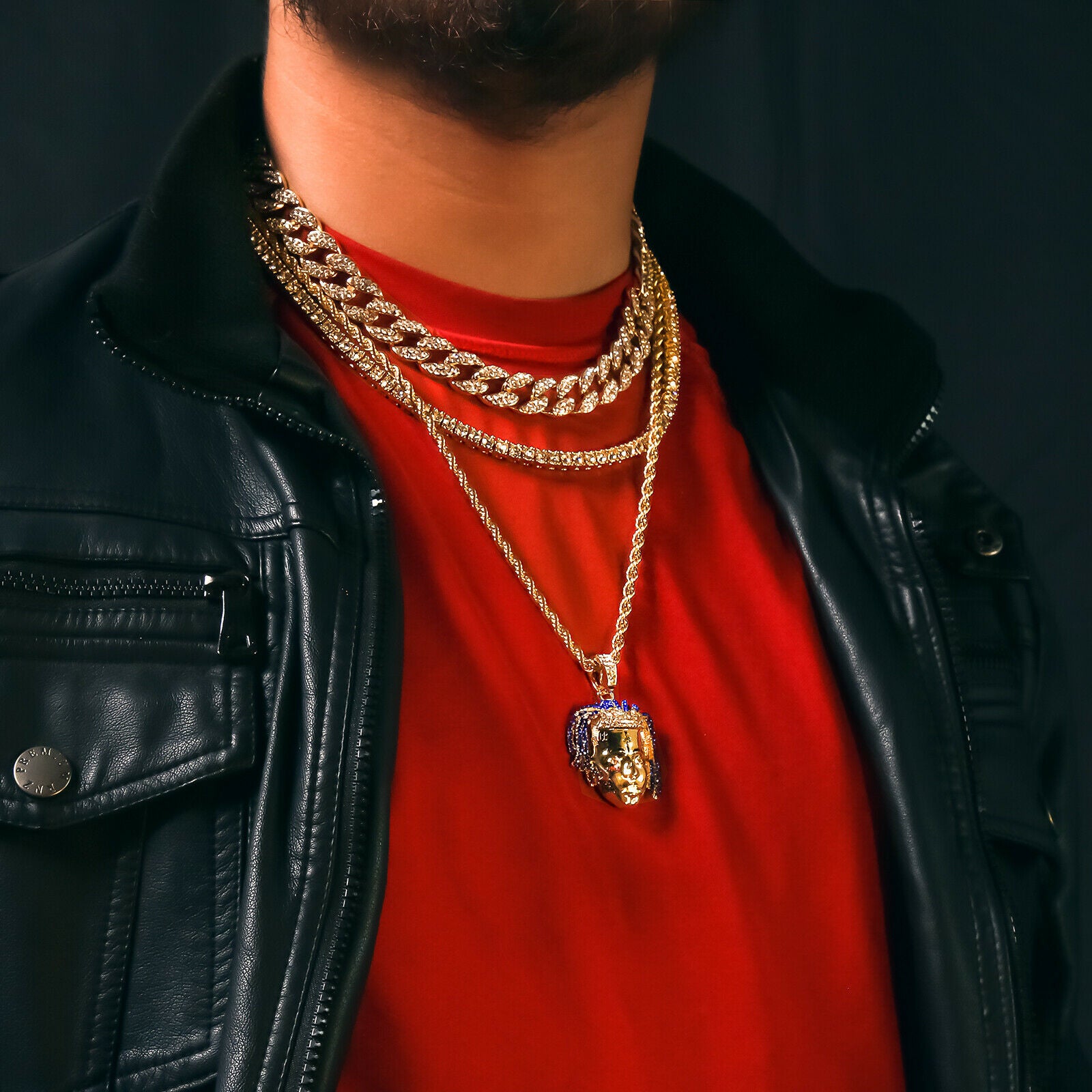 Tentasion 4 Pcs Set Cuban, Tennis & Rope Chain Bundle Gold PT