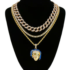 Tentasion 4 Pcs Set Cuban, Tennis & Rope Chain Bundle Gold PT