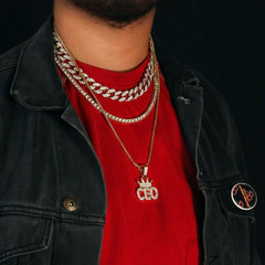 CEO 4 Pcs Set Cuban, Tennis & Round Box Chain Bundle Gold PT