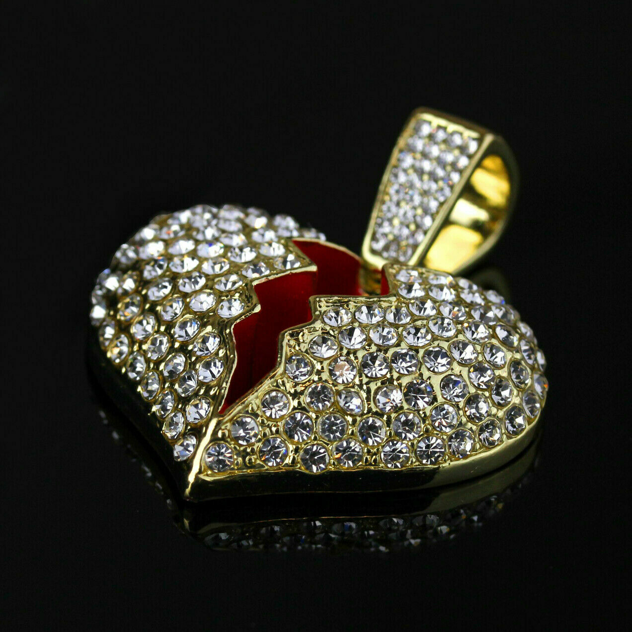 Broken Heart 4 Pcs Set Cuban, Tennis & Round Box Chain Bundle Gold PT