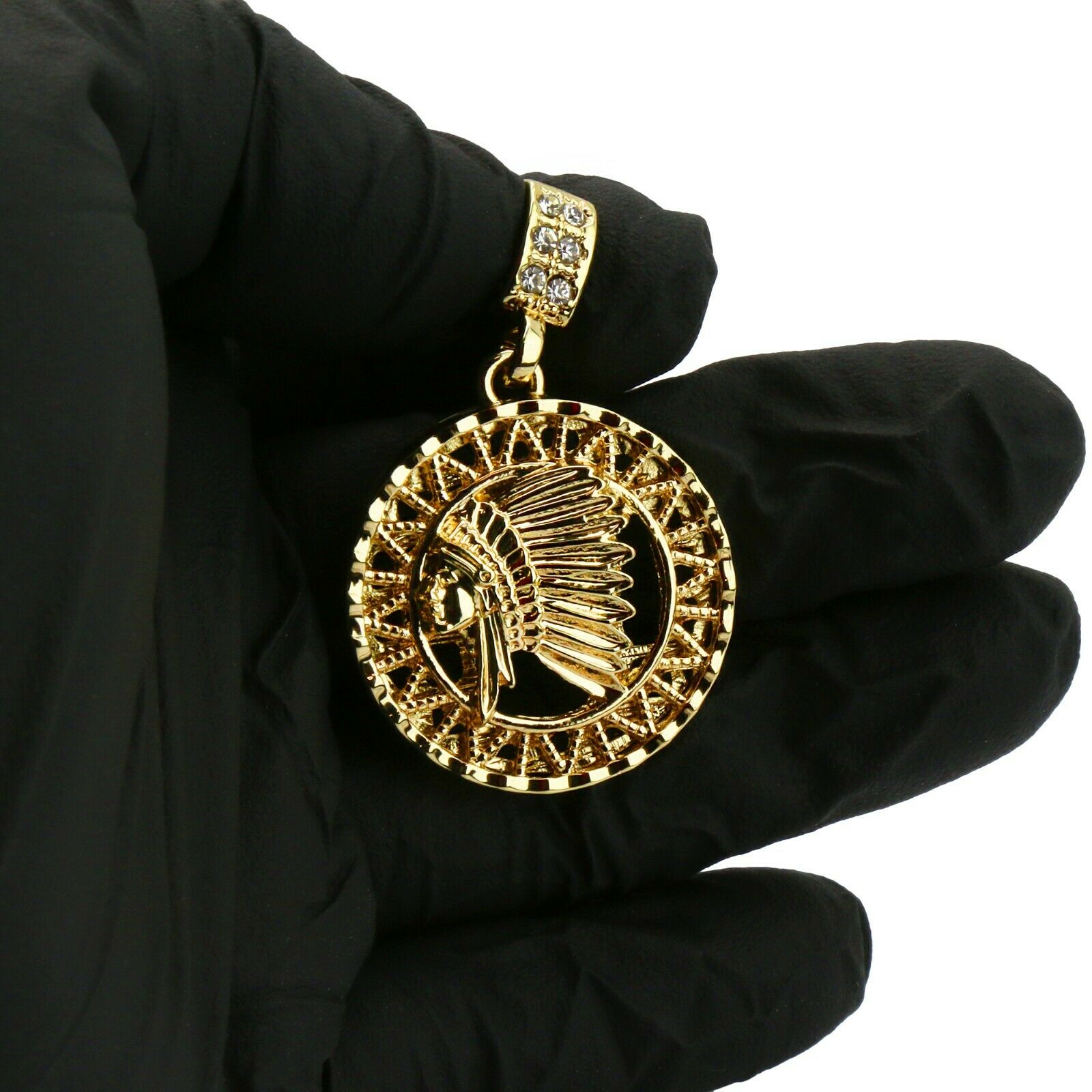 Indian Chief 4 Pcs Set Cuban, Tennis Clear Cz & Rope Chain Bundle Gold PT
