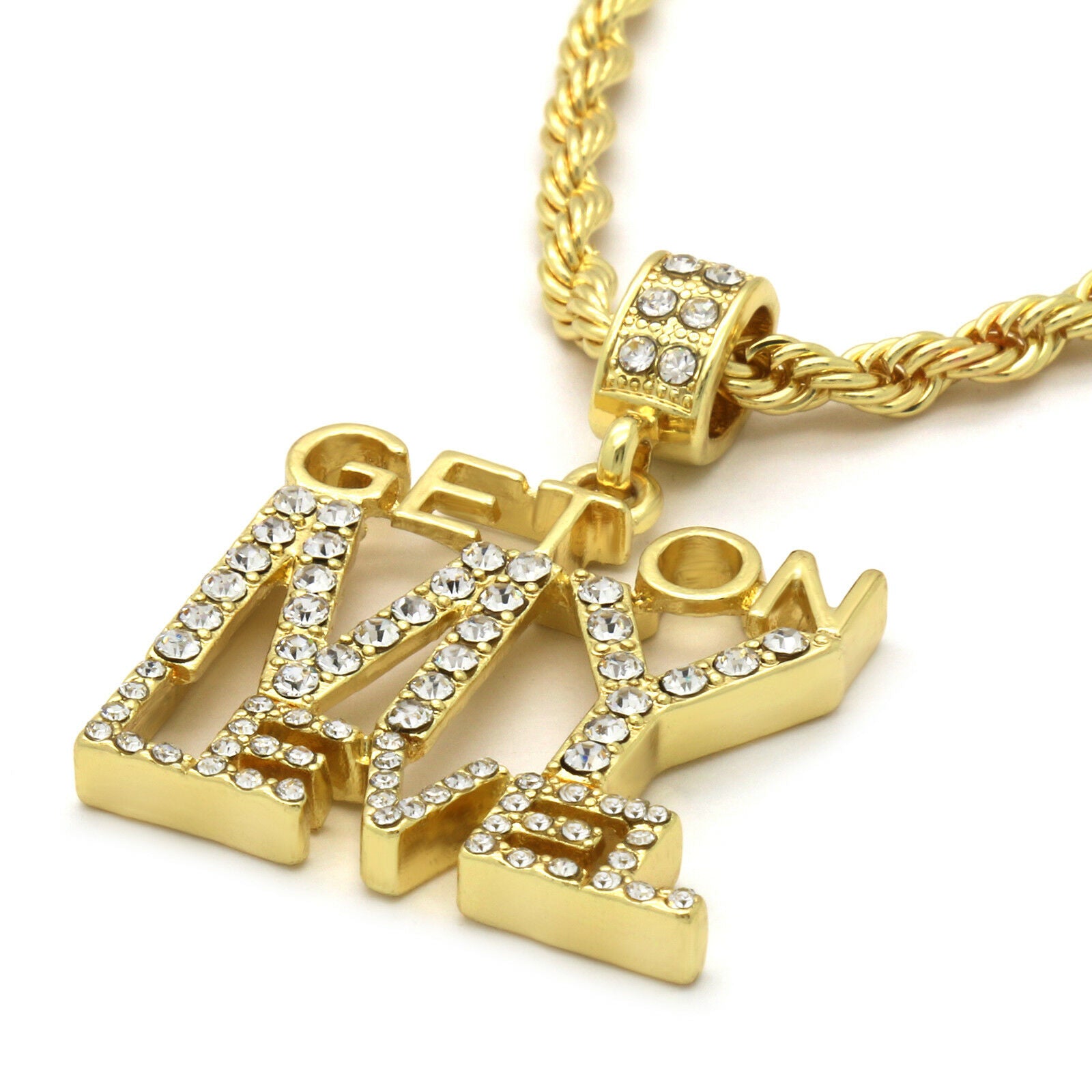 Get On My Level 4 Pcs Set Clear Cz Cuban, Tennis & Rope Chain Bundle Gold PT