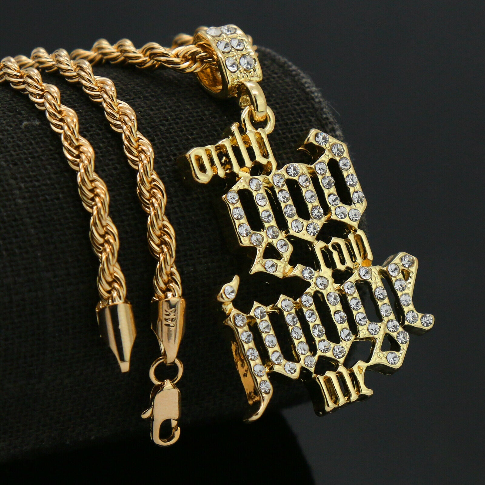 Only God Can Judge Me 4 Pcs Set Clear Cz Cuban, Tennis & Rope Chain Bundle Gold PT