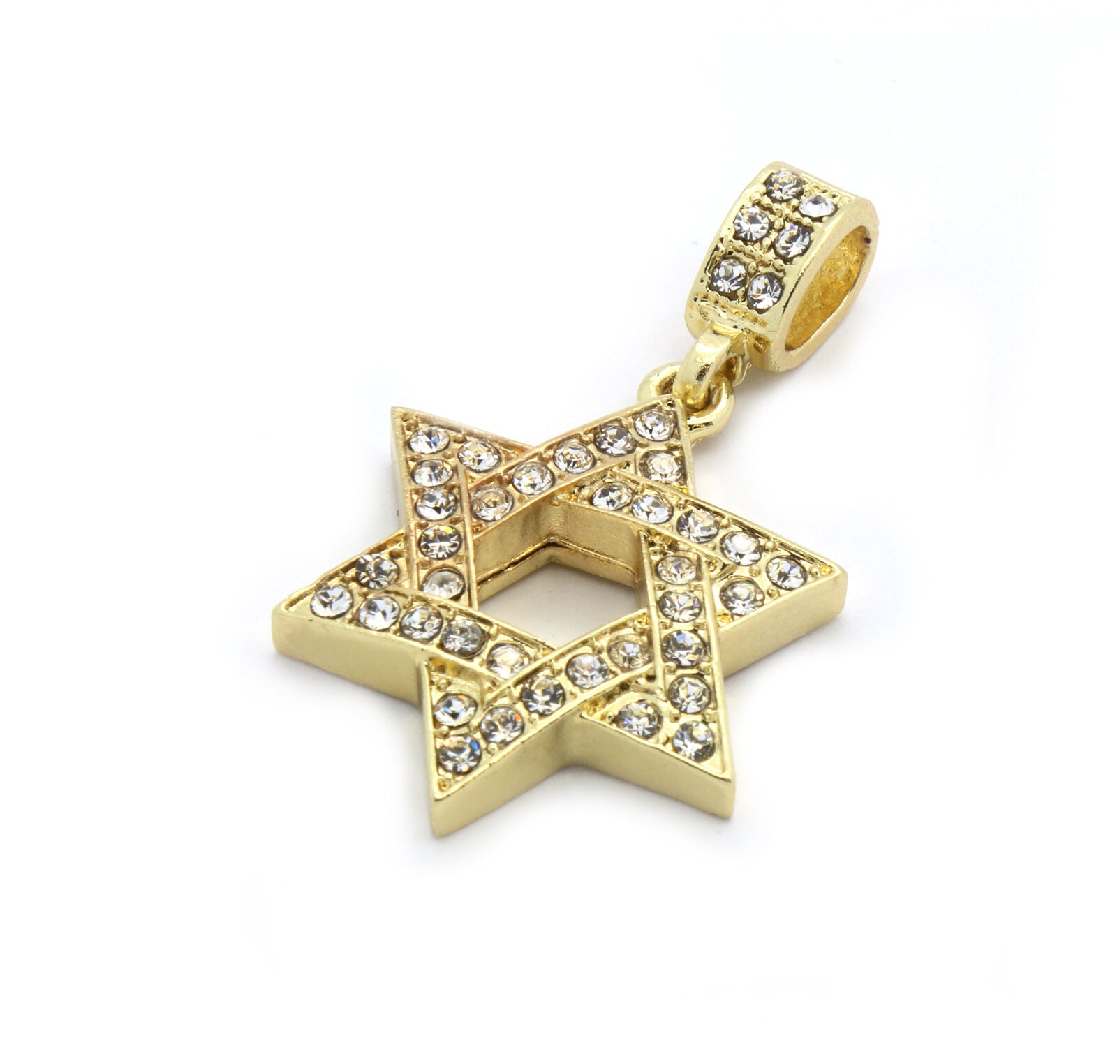 Star Of David 4 Pcs Set Clear Cz Cuban, Tennis & Rope Chain Bundle Gold PT