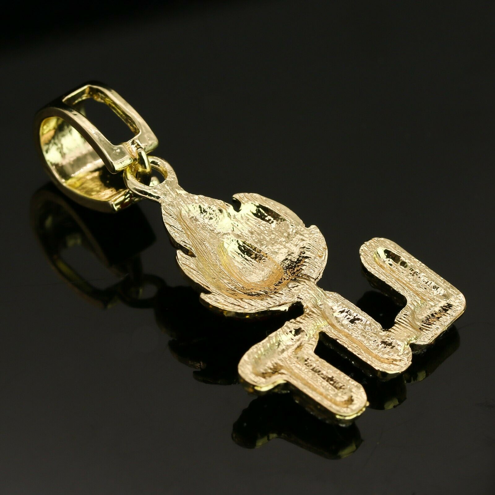 14k Gold Plated Hip-Hop CZ LIT FIRE Pendant 20" Choker Rope Chain Necklace