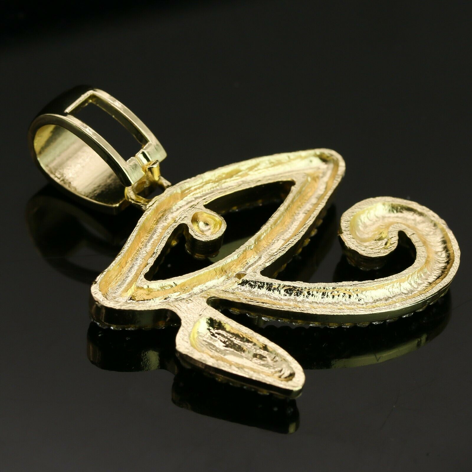 14k Gold Plated Hip-Hop CZ Eye of Horus Pendant 20" Choker Rope Chain Necklace