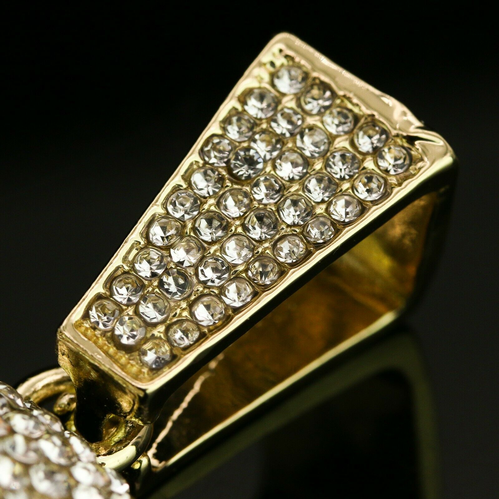 Men's 14k Gold Plated XL Cz Flat Cuban Crown Jesus Pendant 24 Cuban Chain & Bracelet