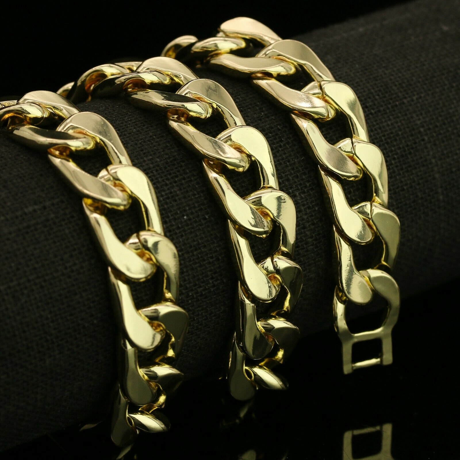 Men's 14k Gold Plated XL Cz Flat Cuban Crown Jesus Pendant 24 Cuban Chain & Bracelet