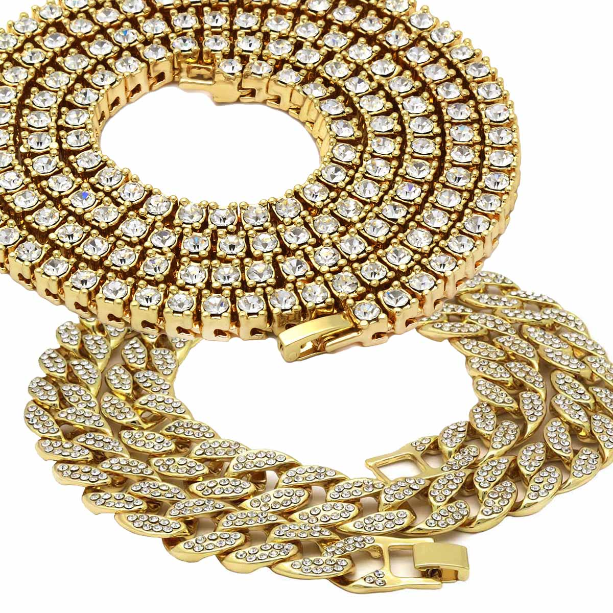 20" Inches Tennis & Cuban Iced Chain Set