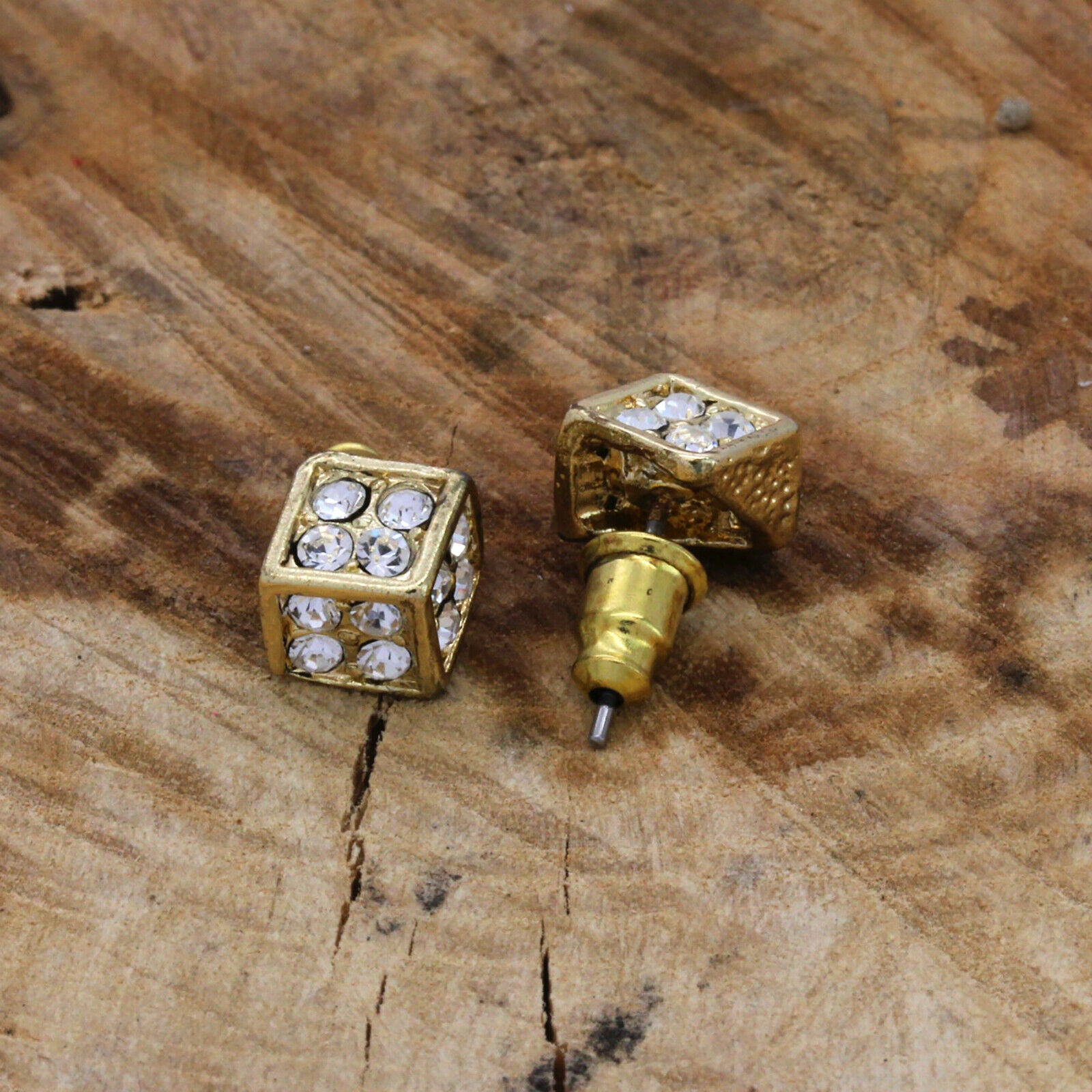 Cz Dice GOLD FILLED EARRINGS