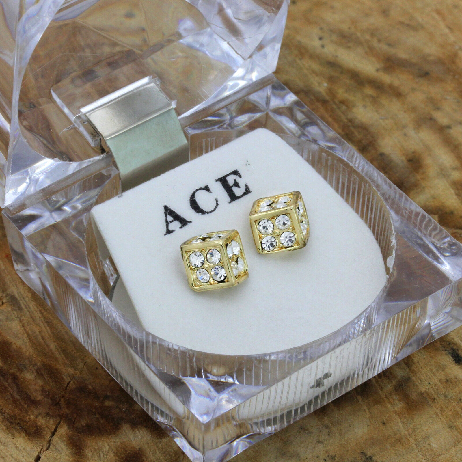 Cz Dice GOLD FILLED EARRINGS