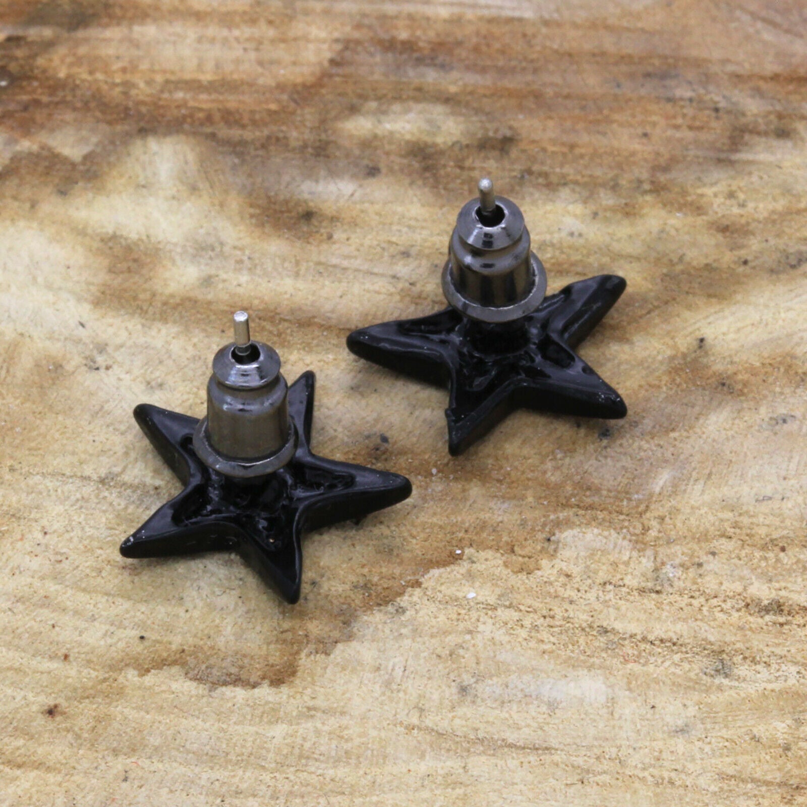 Cz STAR BLACK FILLED EARRINGS