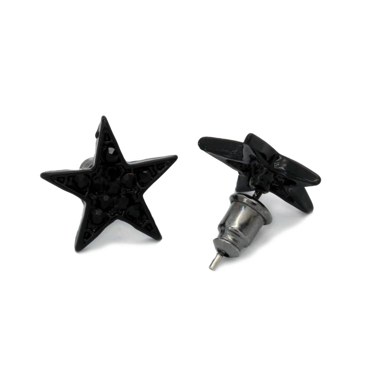 Cz STAR BLACK FILLED EARRINGS