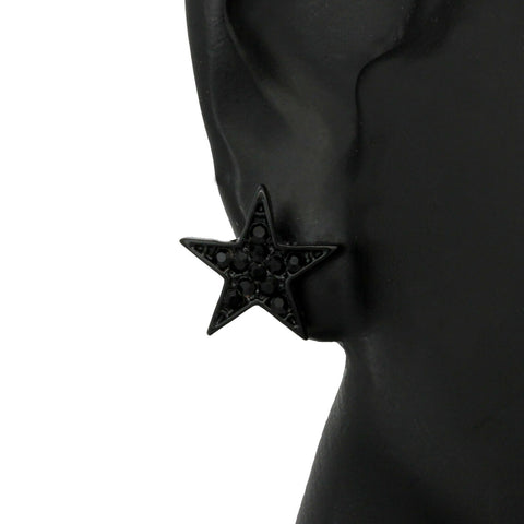 Cz STAR BLACK FILLED EARRINGS