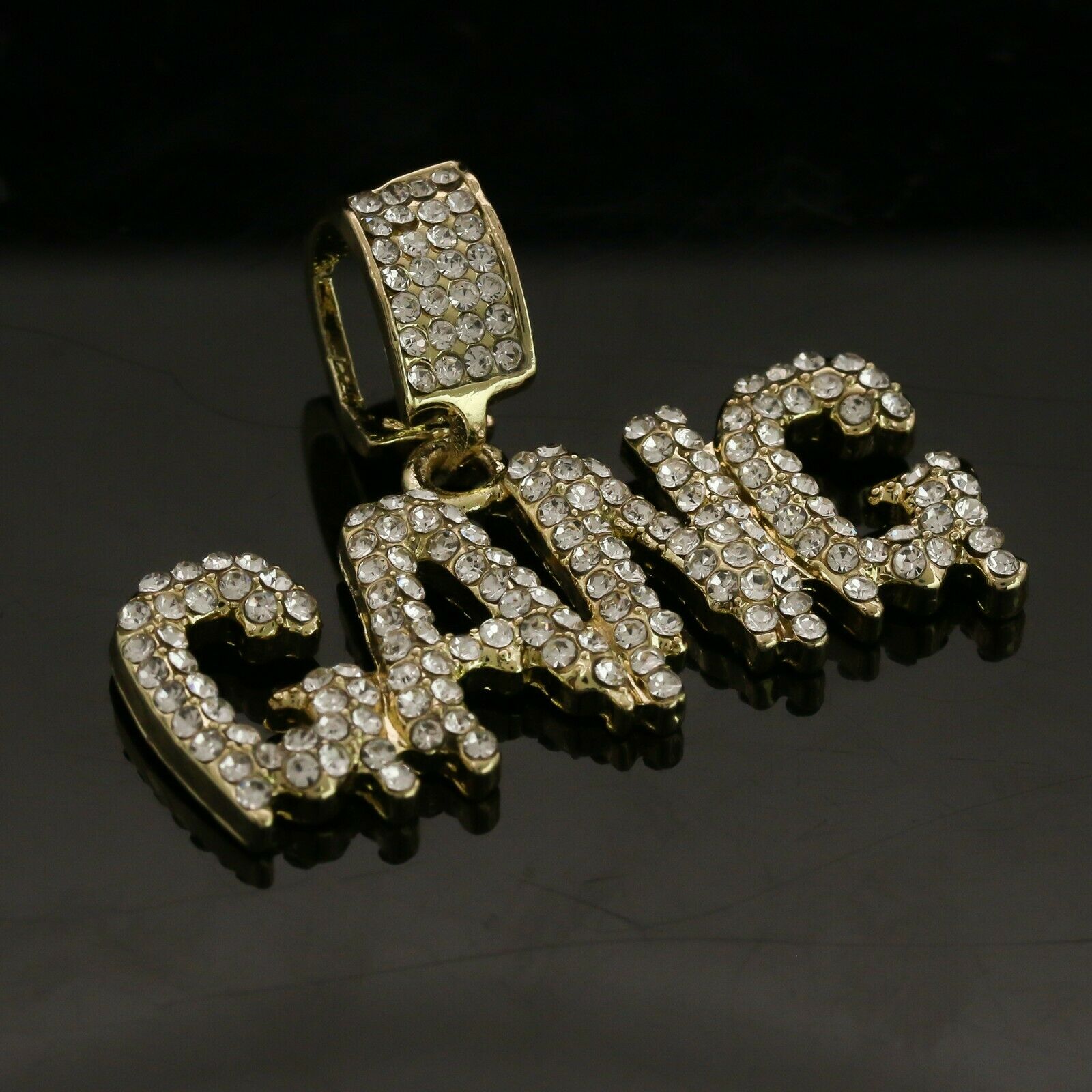 14k Gold Plated Hip-Hop Cz Drip Gang Pendant 20" Choker Rope Chain Necklace