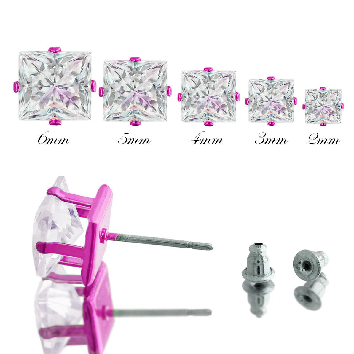 Pink Cz Square 12pcs