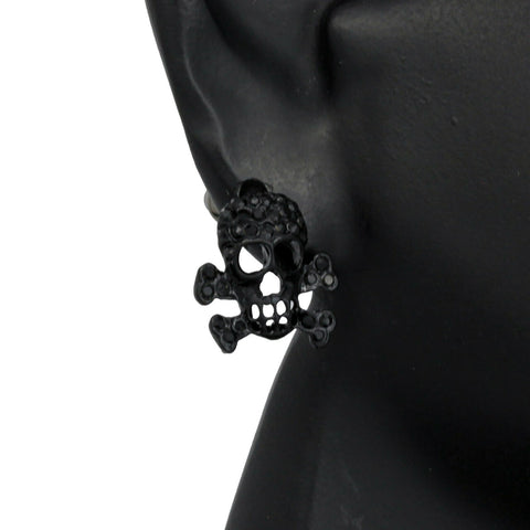 Cz Skull BLACK FILLED EARRINGS