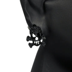 Cz Skull BLACK FILLED EARRINGS